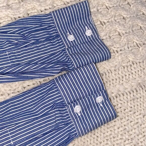 THAKOON blue striped and floral size large button down shirt - Picture 4 of 9